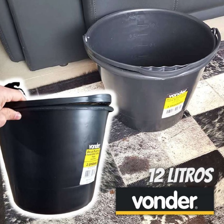 Balde Plástico Uso Geral 12 Litros, Vonder Vdo3106 Vonder