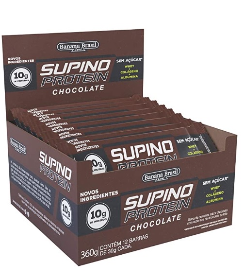 Barra de Proteínas Chocolate Banana Brasil com 12 Unidades de 30g