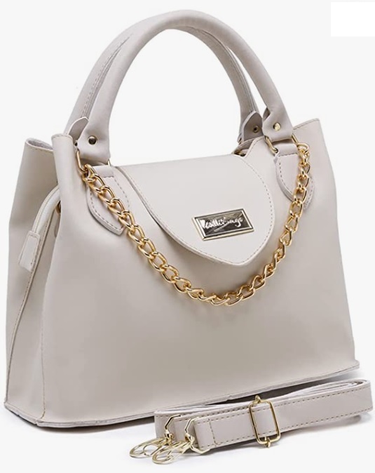 Bolsa Feminina Com Alça de Mão e Ombro Reajustável e Com Bolso Externo + Detalhe em Corrente
