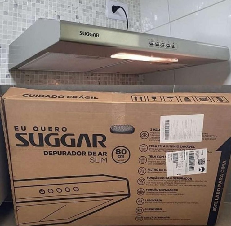 Depurador de ar Slim prata 80cm 110V Suggar