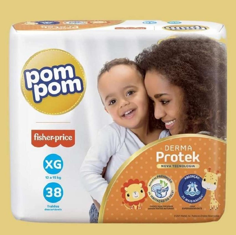 Pom Pom Derma Protek – Fralda, Mega XG, 38 Unidades