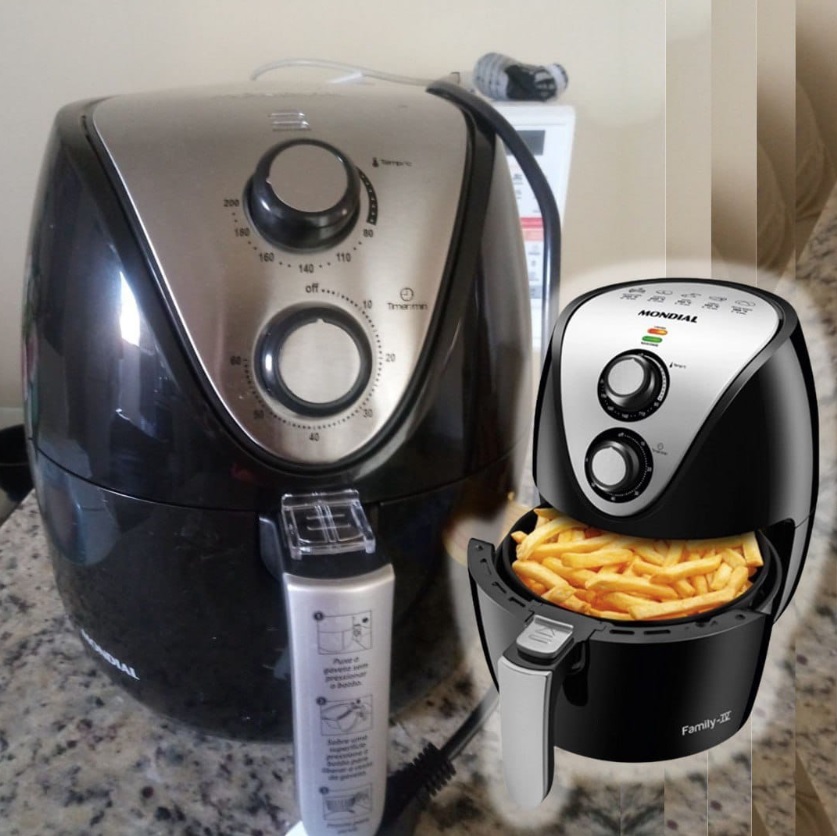 Fritadeira Elétrica Sem Óleo Air Fryer Mondial AF-30 Family Inox IV 3,5l – Preta