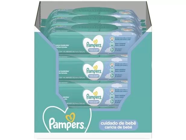 Kit Lenço Umedecido para Limpeza Pampers – Cuidado de Bebê 12 Pacotes