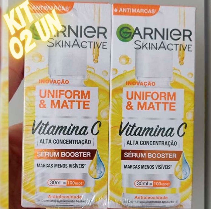 Kit Sérum Facial Antimarcas Garnier Uniform & Matte Vitamina C, 30ml