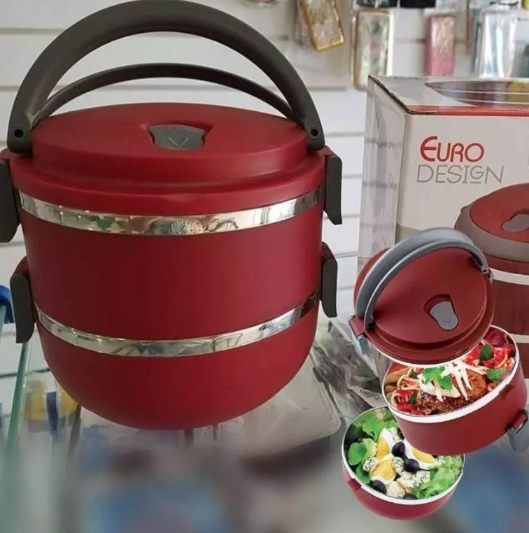 Marmita dupla Lunch Box Vermelha, LB1234-VM, Euro Home