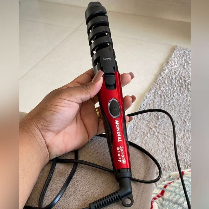 Modelador de Cachos Mondial Spiral Infinity EM-05 com Cabo Giratório Vermelho/Preto 200°C