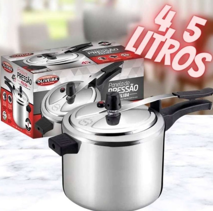 Panela De Pressão 4, 5 Litros Polida Aluminio Oliveira