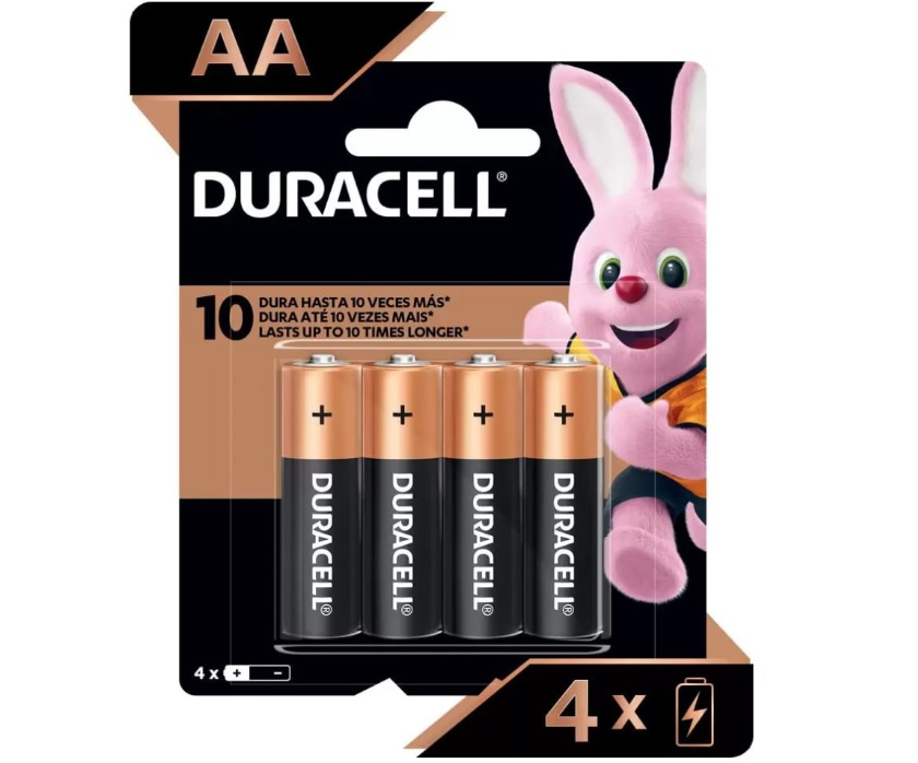 Pilha AA Pequena Alcalina 4 Unidades – Duracell