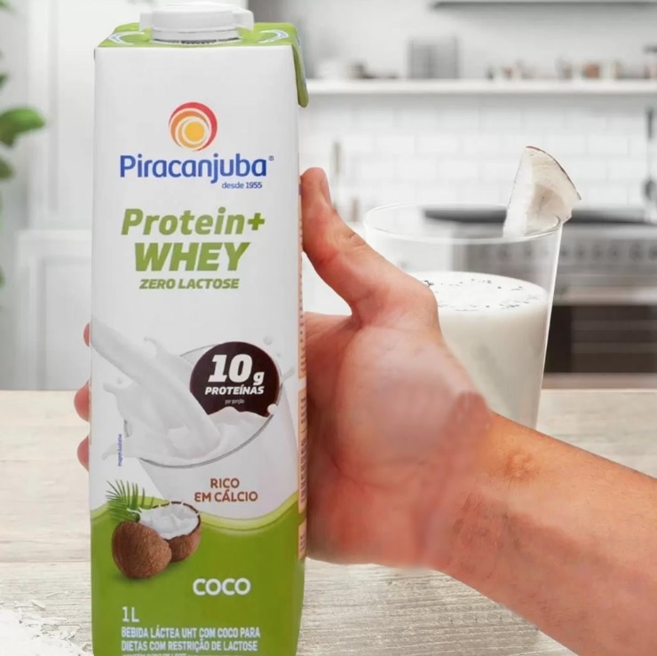 Piracanjuba Protein+ Whey Zero Lactose Sabor Coco 1L