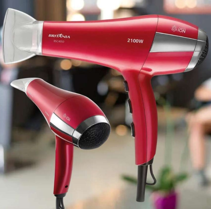 Secador de Cabelo Britânia BSC4050 Vermelho – com Íon Turmalina 2100W 2 Velocidades