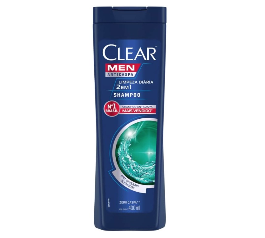 Clear Men Limpeza Diaria 2 Em 1 – Shampoo Anticaspa, 400Ml