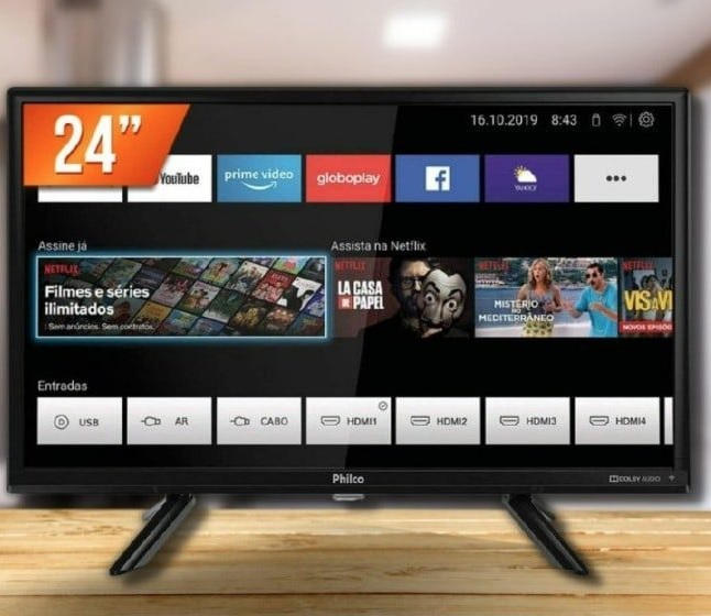 Smart TV LED 24″ Philco PTV24G50SN Conversor Digital HD com 2 HDMI