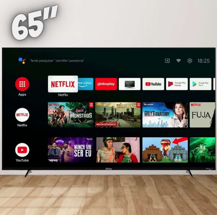 Smart TV LED 65″ 4K Philco PTV65G10AG11SK Android TV, Dolby Audio, HDR e Processador Quad-core