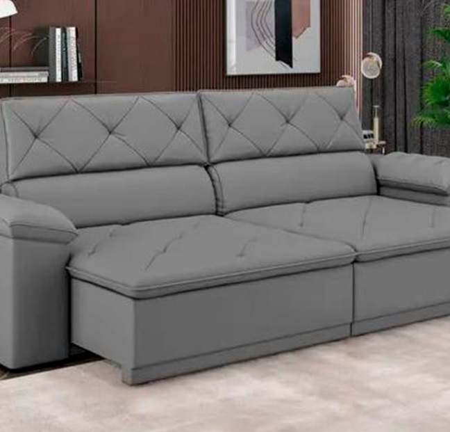 Sofá Retrátil Reclinável 3 Lugares Veludo Caribe – Flexforma Estofados