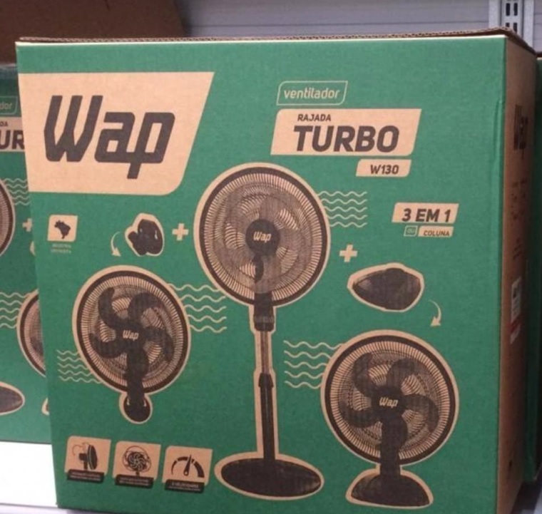 Ventilador de Coluna, Parede e Mesa WAP Rajada TURBO W130 3 EM 1 Preto 130W 50CM 127V