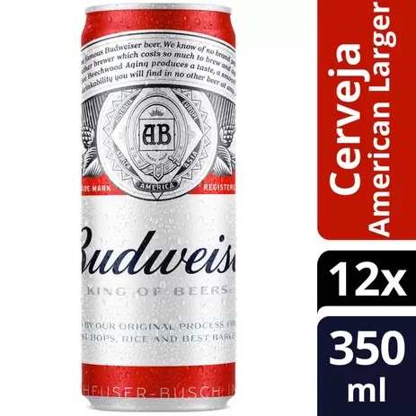 Cerveja Budweiser American Lager 12 Unidades – Lata 350ml