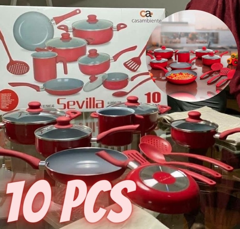 Conjunto de Panelas Casa Ambiente Sevilla 10 Peças Revestimento Cerâmica – AL091