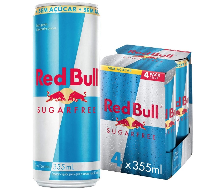 Energético Red Bull Energy Drink, Sem Açúcar 355ml (4 latas)