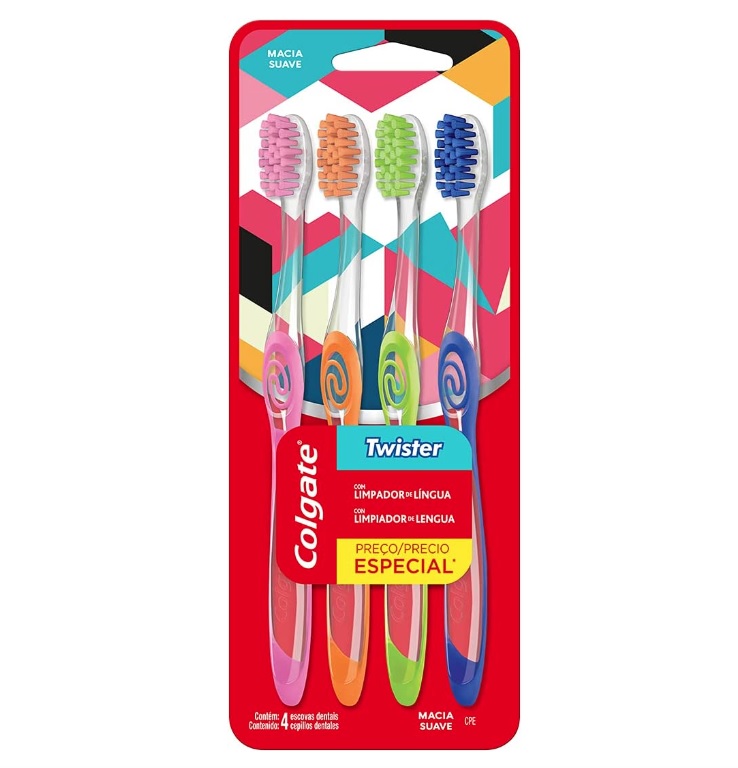Escova Dental Colgate Twister 4 Unidades, Colgate