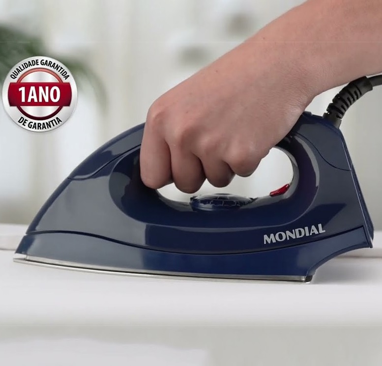 Ferro de Passar a Seco Mondial FSN-55-B com Base em Alumínio Polido – Preto