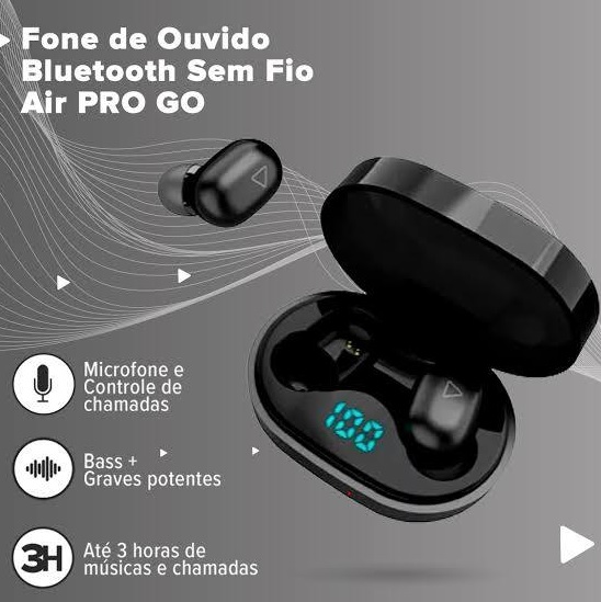 Fone de Ouvido Bluetooth Sem Fio TWS Air PRO Go i2GO com Estojo de Carregamento – i2GO PRO