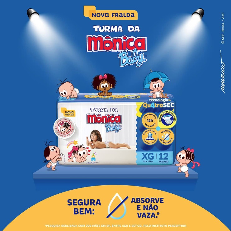 Fralda Turma da Monica Baby Jumbinho XG 12 Unidades