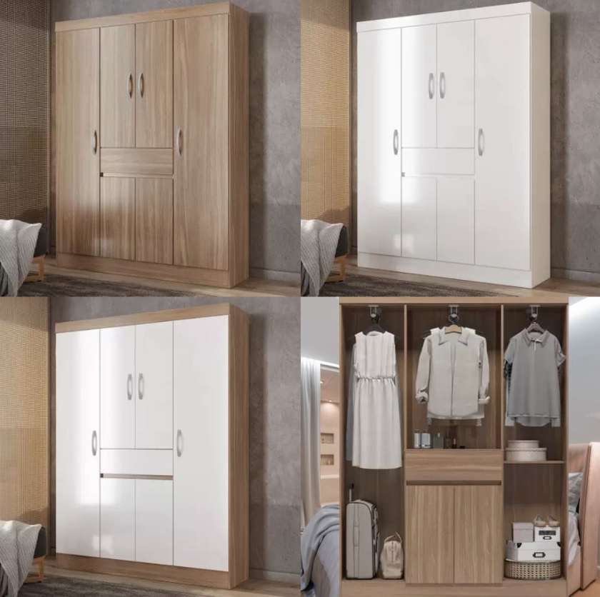 Guarda Roupa Solteiro 6 Portas 1 Gaveta Malu Espresso Móveis