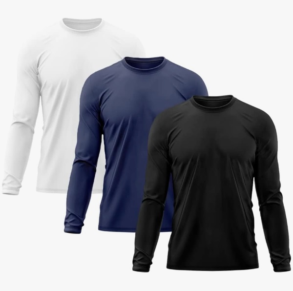 Kit 3 Camisetas Masculina Manga Longa Térmica Proteção Solar UV Dry Fit Segunda Pele X
