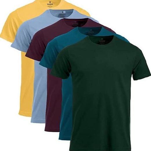 Kit 5 Camisetas Masculinas Slim Gola Algodão Premium Coloridas by ZAROC