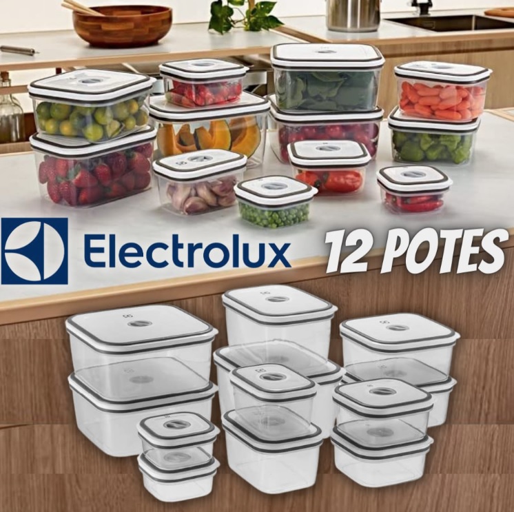 Kit com 12 undades Pote Hermetico cinza, Electrolux