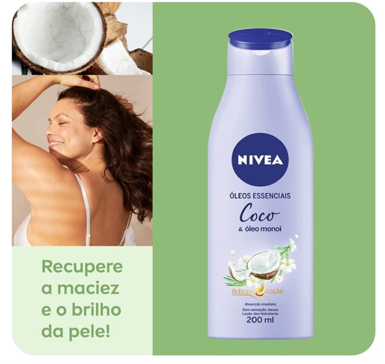 NIVEA Loção Hidratante Óleos Essenciais Coco & Óleo Monoi 200ml