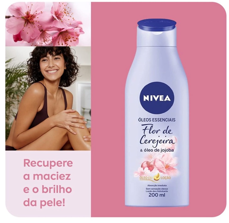 NIVEA Loção Hidratante Óleos Essenciais Flor de Cerejeira – 200ml