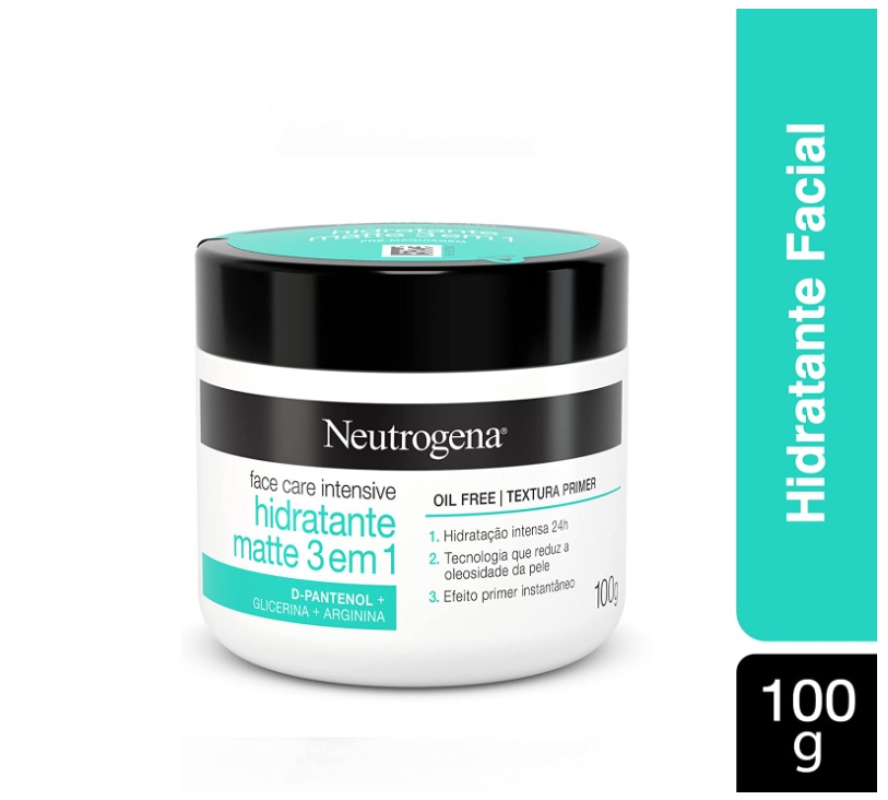 Neutrogena Hidratante Facial Matte 3 em 1 Face Care Intensive, 100g
