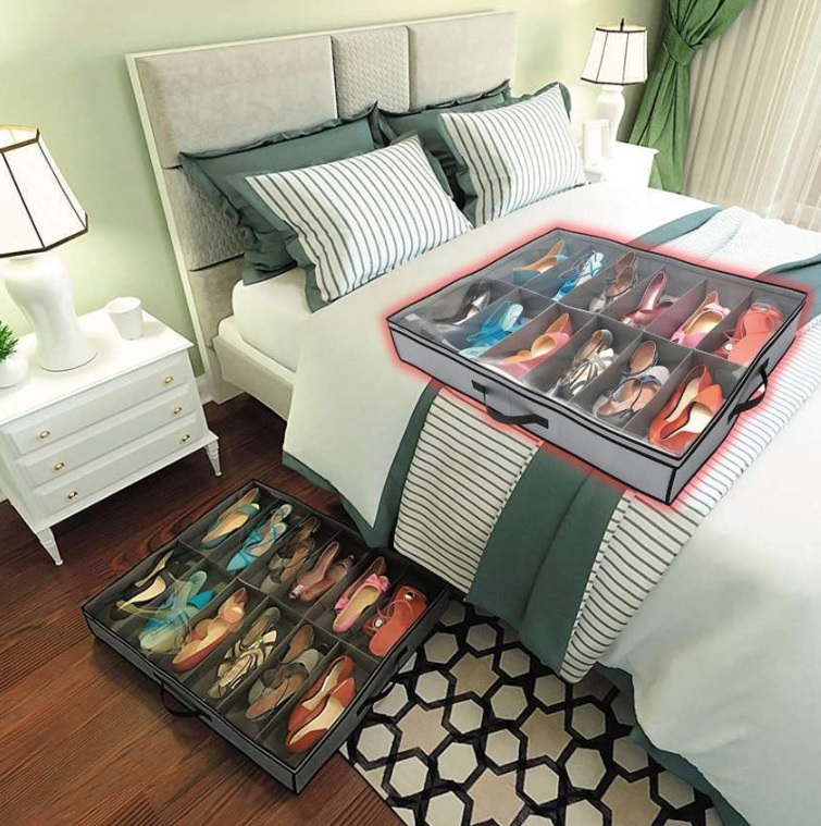 Organizador para 12 pares de calçados com tampa transparente, CST7993, Euro Home