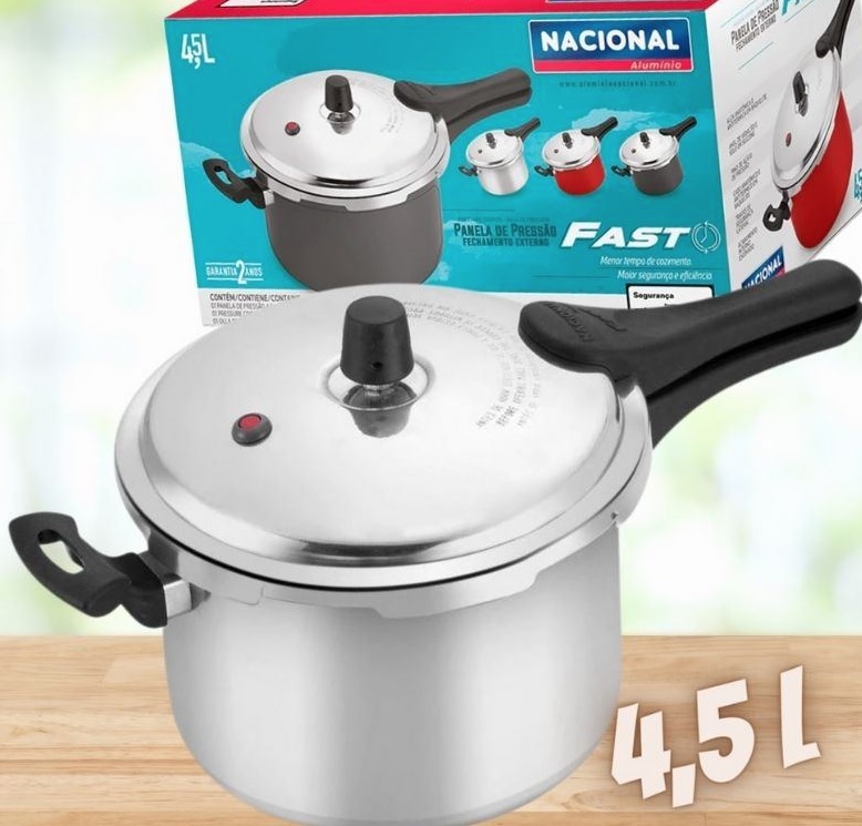 Panela De Pressão Fast Fechamento Externo Cozimento Rápido Alumínio Nacional 4,5 Litros