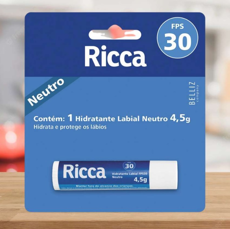 Ricca 2200, Hidratante Labial FPS30 Neutro Blister, 4.5g