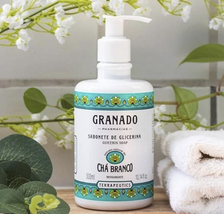 Sabonete Líquido Terrapeutics Chá Branco, Granado, Verde Claro, 300Ml