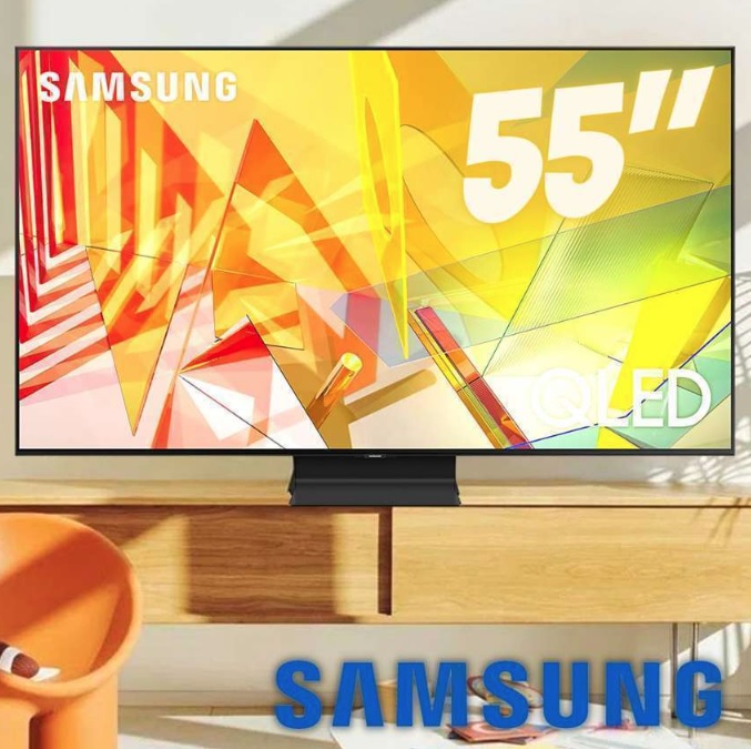 Samsung Q90T – Smart TV QLED 55″, 4K, UHD, 120Hz, Alexa built in, Processador com IA, Tela sem limites