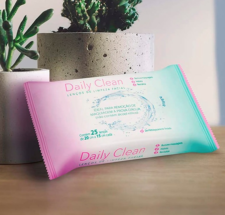Toalhas Umedecidas para Limpeza Facial, 25 unidades, Daily Clean