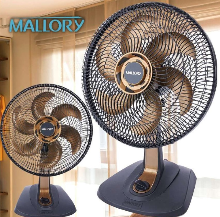 Ventilador de Mesa, TS40+, Preto/Dourado, Mallory 220V