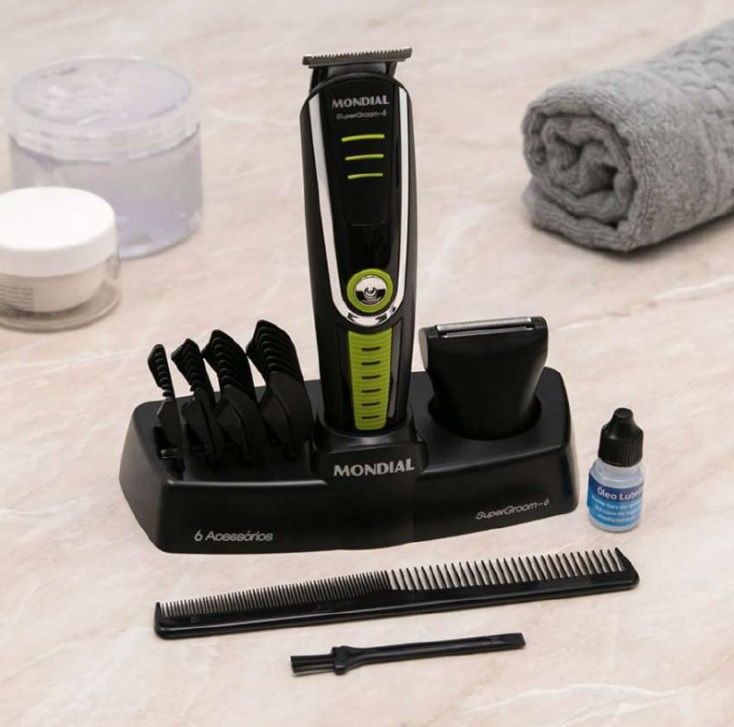 Aparador de Pelos Mondial, Super Groom – 06, Preto/Verde, Bivolt – BG-04