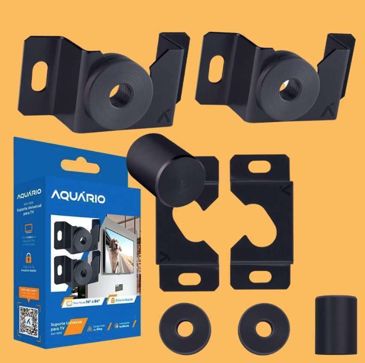 Aquario SUPORTE FIXO UNIVERSAL PARA TV LED,LCD,3D E SMART 14″A 84″ SAV-1000 –, Cor: Preto