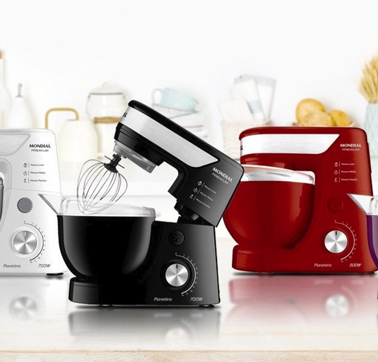 Batedeira Planetária Mondial Branco e Inox 700W – Premium 12 Velocidades