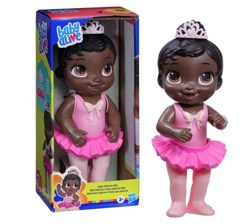 Boneca Baby Alive Doce Bailarina Negra Vestido Rosa, com Acessórios de Ballet – F1275 – Hasbro