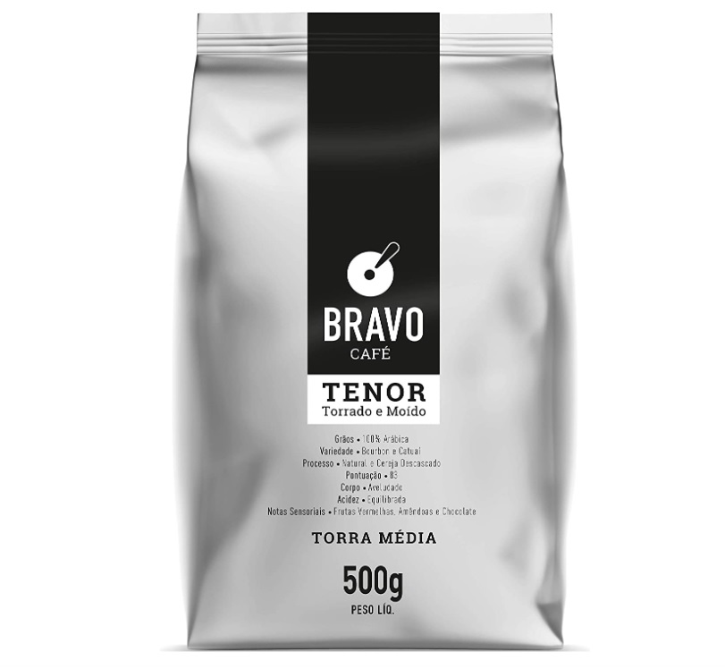 Café Tenor Torrado e Moído, Bravo Café, Frutas Vermelhas, 500g, Pacote de 1