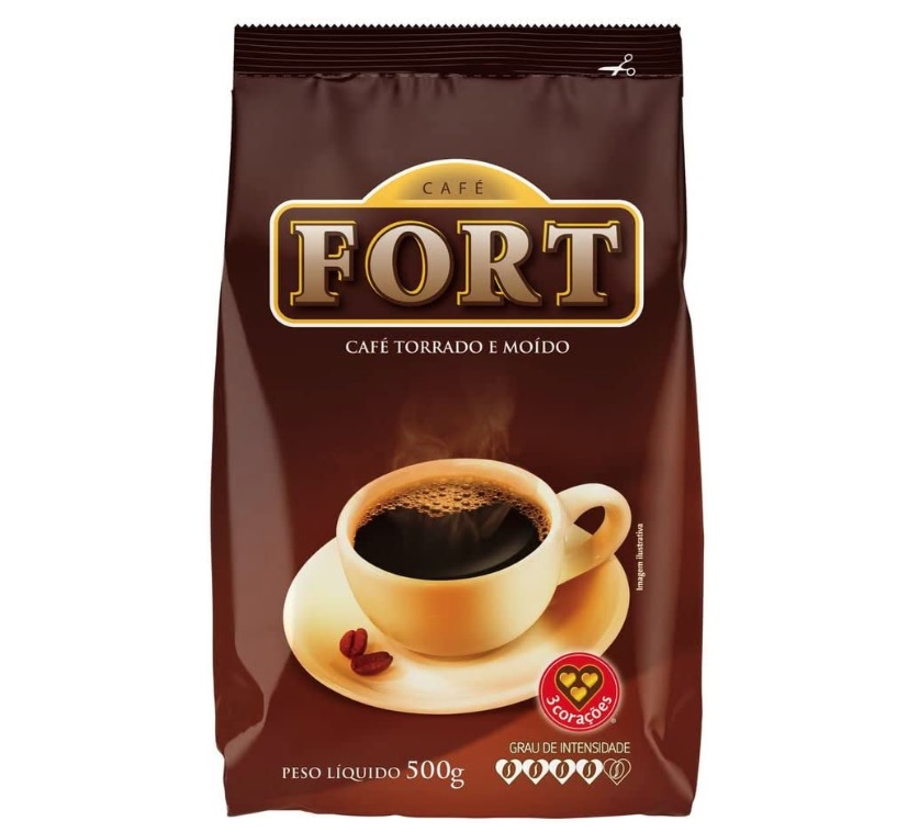 Café, Torrado e Moído, Fort, Pacote, 500g, 3 Corações