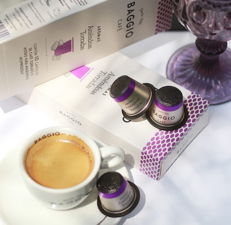 Baggio Café Cápsulas De Café Aroma Amêndoas Torradas Compatível Com Nespresso Contém 10 Cápsulas