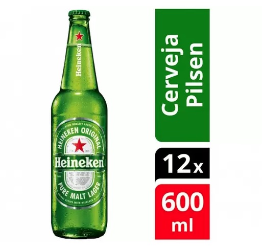 Cerveja Heineken Puro Malte Pilsen – 12 Unidades Garrafa 600ml