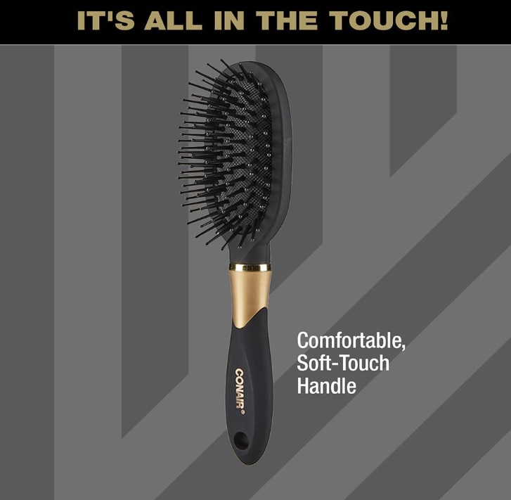 Conair Escova de cabelo Velvet Touch, tamanho médio – As cores podem variar