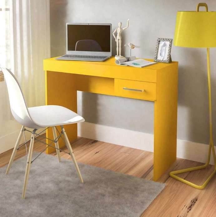 Escrivaninha com gaveta COOLER cor Amarelo – Artely